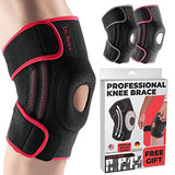 DR. BRACE ELITE Knee Brace with Side Stabilizers & Patella Gel Pads for Maximum Knee Pain Support and fast recovery for men and women-Please Check How To Size Video (Sunrise, Large)