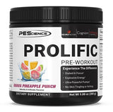 PEScience Prolific Pre Workout Powder, Guava Pineapple Punch, 40 Scoop, Energy Supplement with Nitric Oxide