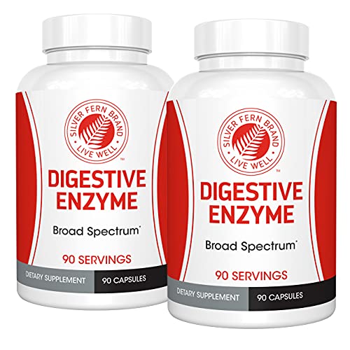 Silver Fern Brand Ultimate High Potency Digestive Enzyme Supplement - 2 Bottles - 100% Intestinal Coverage - Digestive Comfort - Improve Food Tolerability
