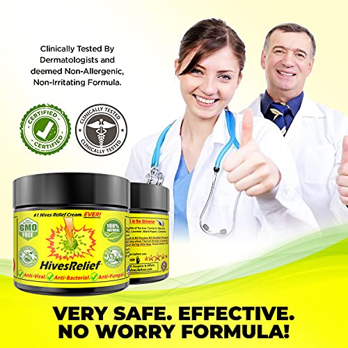 HivesRelief Cream - Fastest Acting Powerful Hives Relief Cream With 100% Natural Formula - Gentle Skin Irritation Cream For Hives Itchiness, Redness & Rashes - For Adults & Kids