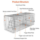 KOCASO Large Live Animal Trap Cage, Foldable Heavy Duty Humane Rat Trap for Indoor and Outdoor, Metal Mouse Trap for Squirrel Gopher Chipmunk Mice Raccoon, Easy to Catch and Release 31"x11"x12"