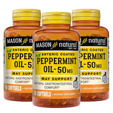 MASON NATURAL Peppermint Oil 50 mg Enteric Coated - Natural Gastrointestinal Comfort, Supports a Healthy Gut, Bowel Soothing Dietary Supplement, 90 Softgels (Pack of 3)