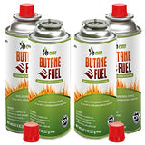 Jo Chef Butane Fuel Canister, 8 oz Butane Cylinder, Pure Refined Butane Gas for Camping Stove Or Use Directly with Brûlée Kitchen Blow Torch Head 4 Cans