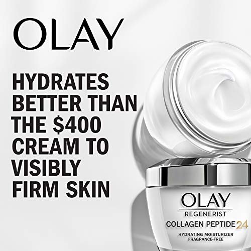 Olay Regenerist Collagen Peptide 24 Face Moisturizer Cream with Niacinamide for Firmer Skin, Anti-Wrinkle Fragrance-Free 1.7 oz, Includes Olay Whip Travel Size for Dry Skin