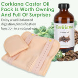 Castor Oil Organic Cold Pressed Unrefined （8fl.oz/237ml）Castor Oil Pack Wrap for Liver Detox with Adjustable Elastic Strap Anti Oil Leak, Viscose Cotton Reusable Castor Oil Pack Kits