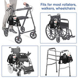 FINPAC Rollator Side Storage Bag with Cup Holder for Bariatric Walkers, Wheelchairs - Rollator Attachment Organizer with Phones, Pens, Eyeglasses, Folding Cane Pouch for Seniors and Elderly (Black)
