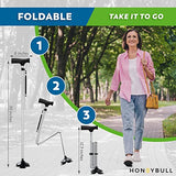 HONEYBULL Walking Cane for Men & Women - Foldable, Adjustable, Collapsible, Free Standing Cane, Pivot Tip, Heavy Duty, with Travel Bag | Walking Sticks, Folding Canes for Seniors & Adults [Silver]