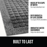 Gorilla Grip Ultra Absorbent Moisture Guard Doormat, Absorbs Up to 6 Cups of Water, Stain and Fade Resistant, Spiked Rubber Backing, All Weather Mats Capture Dirt, Indoor Outdoor, 47x35, Grey