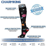 CHARMKING Compression Socks for Women & Men (8 Pairs) 15-20 mmHg Graduated Copper Support Socks are Best for Pregnant, Nurses - Boost Performance, Circulation, Knee High & Wide Calf (S/M, Multi 53)