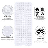 YINENN Bath Tub Shower Mat 40 x 16 Inch Non-Slip and Extra Large, Bathtub Mat with Suction Cups, Machine Washable Bathroom Mats with Drain Holes, White