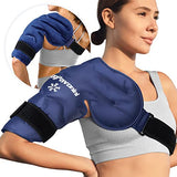 KingPavonini Shoulder Ice Pack Rotator Cuff Cold Therapy, Reusable Gel Ice Pack for Shoulder Injuries, Shoulder Ice Pack Wrap for Pain Relief, Swelling, Shoulders Surgery, Tendonitis, Bursitis, Blue
