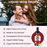 Liquid Iron Supplement for Women & Men Iron Drops Iron Supplements for Anemia with Folate, Vitamin C, B12 for Red Blood Cell Support-Green Apple Flavor, 2 Fl Oz