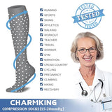 CHARMKING Compression Socks for Women & Men (8 Pairs) 15-20 mmHg Graduated Copper Support Socks are Best for Pregnant, Nurses - Boost Performance, Circulation, Knee High & Wide Calf (S/M, Multi 50)