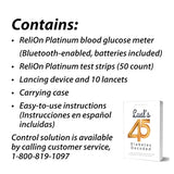 ReliOn Platinum Wireless Blood Glucose Monitoring System: Bluetooth-Enabled, Quick Results, with "Lual's 45: Diabetes Decoded" Guide & Complete Kit