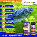 7 in 1 Aquarium Test Strips. Fish Water Test Strip. Freshwater Testing Kit for Betta and Marine Aquaponics. Tank pH Test Kit with Nitrate, Total Chlorine, Hardness, Alkalinity, Carbonate Tests.