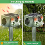 Ultrasonic Solar Animal Repeller for Yard, 6 Modes Outdoor Cat Repellent Squirrel Repellent with Motion Sensor & Flashing Light, Animals Deterrent for Squirrel Bird Deer Cat Skunk Dog for Yard Garden