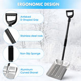 CALCHELE Snow Shovel for Car Driveway Snow Removal 47Inch Heavy Duty Portable Metal Car Snow Shovels for Garden, Camping, Car