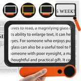 NZQXJXZ 8.1''x5.3' Large 6X Magnifying Glass for Reading Full Book Page Magnifying Glass with 74 LEDs Light(3 Modes) Folding Handheld Lighted Magnifier Gift for Seniors Low Eyesight Reading