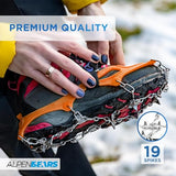 Premium crampons for Mountain Boots with 19 Stainless Steel Spikes - Professional Anti-Slip Boot Spikes for Snow & ice - Winter Spikes for Hiking Boot Shoes Ice (Light Orange with Plastic Bag, M)