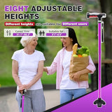 BigAlex Folding Walking Cane with Two Led Lights for Elderly Solid Base Adjustable Walking Stick with Carrying Bag for Man/Women