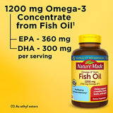Nature Made Omega 3 Fish Oil 1200 mg, Fish Oil Supplements as Ethyl Esters, Omega 3 Fish Oil for Healthy Heart, Brain and Eyes Support, One Per Day, Omega 3 Supplement with 100 Softgels