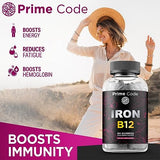Iron Gummies for Women & Men with Vitamin B12, 20mg Iron Supplement for Adults, Free Blood Builder for Anemia, Vitamin B12 Gummies with Iron & Natural Blackberry Flavor, Vegan, Non-GMO, 30 Day Supply