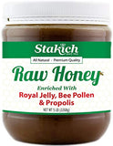 Stakich Royal Jelly, Bee Pollen, Propolis Enriched Raw Honey - Pure, Unprocessed, Unheated - 5 Pound (80 Ounce)