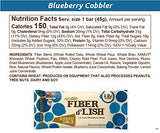 NuGo Fiber d'Lish Blueberry Cobbler, 12g High Fiber, Vegan, 150 Calories, 1.6 Ounce (Pack of 16)