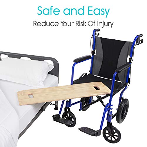 Vive Transfer Board (36" by 12") - Patient Slide Assist Device - Transferring from Wheelchair to Bed, Toilet, Car, Bathtub - Heavy Duty Sliding for Elderly, Seniors, Disabled - Transport Platform