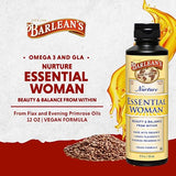 Barlean's Essential Woman Liquid Supplement for Women, Organic Flaxseed, Evening Primrose Oil & Soy Isoflavones, Omega 3 6 9 and GLA, Hormonal Balance & Healthy Hair and Skin, 12 oz