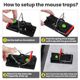 Qualirey 18 Pcs Mouse Traps Plastic Mice Trap House Indoor Rat Trap Quick Effective Safe Mouse Traps for Warehouse Garden Kitchen 3.86 x 1.81 x 2.17 Inch (Black,Red)