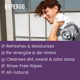 HyperGo Full-Body Rinse-Free Hypoallergenic Biodegradable Bathing Shower Wipes –All Natural, Refreshing Anytime Anywhere, Post Workout, Camping, Travel, Daily Life, 12”x12” X-Large Lavender, Pack of 2