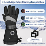 LATITOP Heated Gloves for Men Women, 7.4V 22.2WH Rechargeable Battery Heated Ski Gloves, Full Touchscreen & Waterproof Windproof, Up to 10H Heating for Winter Outdoor Work Skiing Hiking Snowmobile, L