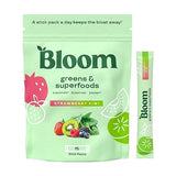 Bloom Nutrition Green Superfood Stick Packs | Super Greens Powder Juice & Smoothie Mix | Whole Foods, Organic Spirulina and Chlorella, Probiotics, Digestive Enzymes, & Antioxidants (Strawberry Kiwi)