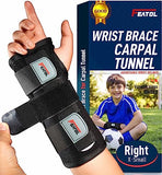 FEATOL Wrist Brace for Sprained Wrist Kids, Wrist Support Brace Sleeping with Metal Splints Right Hand, X/Small for Kid, Women and Men, Adjustable Arm Hand Support for Sprained Tendonitis, Arthritis, Injuries, Wrist Pain