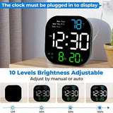 SZELAM Digital Wall Clock, 10.5” LED Digital Alarm Clock Large Display with Remote Control, Date and Temperature, Auto Dimming, Day of Week, for Living Room Office Bedroom Decor Elderly - Mixed