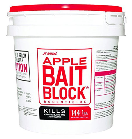 JT Eaton 719-AP Bait Block Apple Flavor Rodenticide, 9 lb. Pail (Pack of 144)