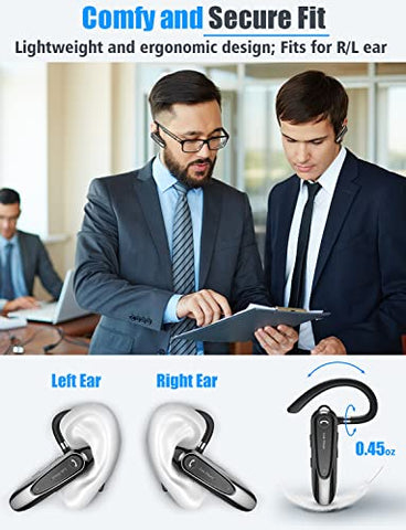 Link Dream Bluetooth Earpiece Wireless CVC8.0 Headset for Cell Phone Dual Mic Noise Canceling Handsfree Phone Earpiece with Mute 20Hrs Talk Time 180 Days Standby for iPhone Android Home Office Driving