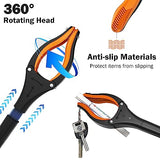 Grabber Tool 46 Inch, Foldable Grabbers for Elderly Grab It Reaching Tool with Rotating Jaw + 2 Magnets, Arm Extension Claw Grabber Pickup Tool, Trash Picker Grabber Reacher Tool Orange