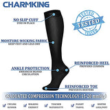 CHARMKING Compression Socks for Women & Men (8 Pairs) 15-20 mmHg Graduated Copper Support Socks are Best for Pregnant, Nurses - Boost Performance, Circulation, Knee High & Wide Calf (S/M, Multi 05)