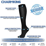 CHARMKING Compression Socks for Women & Men (8 Pairs) 15-20 mmHg Graduated Copper Support Socks are Best for Pregnant, Nurses - Boost Performance, Circulation, Knee High & Wide Calf (L/XL, Multi 02)