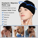Headache Migraine Relief Cap, Wearable Strechable Migrine Hat for Migraine Ice Head Wrap, Ice Pack for Injuries Reusable Gel, Cold Hot Therapy Headache Relief Hat for Tension Stress Relief (Black)