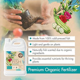 Organic Fish Fertilizer, Indoor Plant Fertilizer & Concentrated Outdoor Organic Fertilizer for New Growth, Fish Emulsion Liquid Plant Food for Trees, Flowers, Fruits, Vegetables & Herb Plants, 1 Gal.