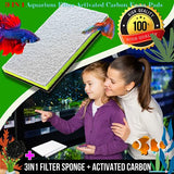 3IN1 Aquarium Filter Sponge Foam Pads - Filter Media For 20 Gallon Betta Fish Tank Supplies, Brine Shrimp Coarse Sponge Bio Filter Sheet - Filter Sponge Accessories (Plus Activated Carbon)