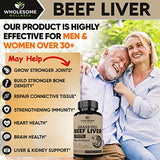 Grass Fed Desiccated Beef Liver Capsules (180 Pills, 750mg Each) - Humanely Pasture Raised Undefatted in New Zealand Without Hormones or Chemicals