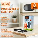 BLACK+DECKER Mouse Trap & Mouse Traps Indoor for Home- Heavy- Duty Rat Trap- Sticky Snake Trap- 8 Pre-Baited Glue Traps for Rodents, Insects, Spiders & Other Vermin