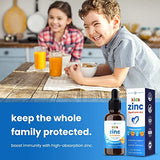 Liquid Zinc Drops for Kids | Immune Support | Ionic Zinc Liquid Drops Enhanced with Vitamin C for Children | Sugar-Free Zinc Liquid 4 oz | Vegan & Non-GMO | Tangerine | 60 Servings | 2 Month Supply