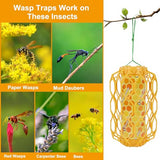 Sancodee 2 Pcs Wasp Trap Outdoor Hanging, Insect Catcher for Wasps and Carpenter Bees, Bee Killer Sticky Bug Boards Yellow Jacket Trap with Bait Reservoir, Non-Toxic Reusable Wasp Hornet Trap (Orange)