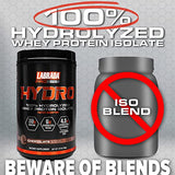 Labrada Hydro 100% Pure Hydrolyzed Whey Protein Isolate Powder, Lactose Free, 6g BCAA’s, 4.5g Glutamine, Fastest Digesting Whey Available, Instant Mixing, Delicious Taste (Chocolate)