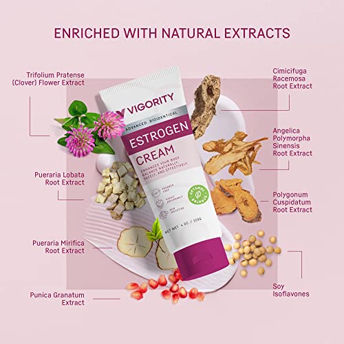 Vigority Estrogen Cream For Women, Natural Bioidentical Estrogen Cream, Hot Flashes Menopause Relief, Estrogen Cream With Wild Yam, Menstrual Cycle & Body Balance Support, Menopause Support